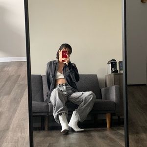Zara unisex grey denim jacket/shirt